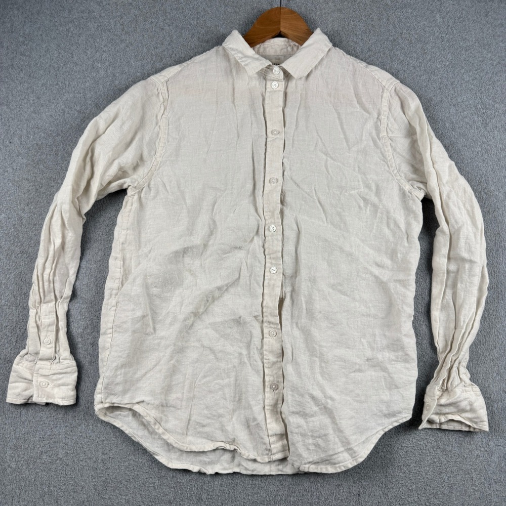 Everlane Shirt Womens 6 Relaxed Fit Linen White Button-down F-BTDN-LIN-RLX-LS